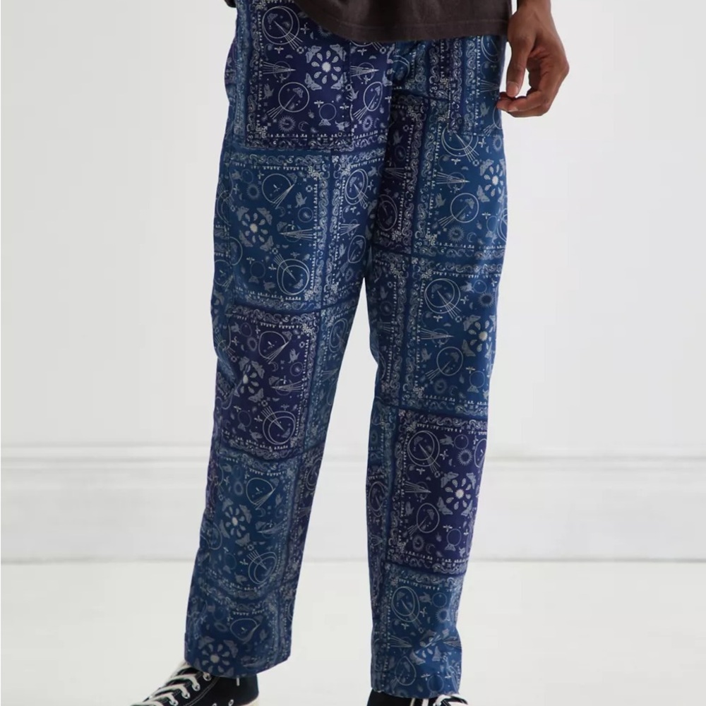 Levi's Printed Bandana Chore Patch Pocket Straight Leg Pants Blue 34 Utility